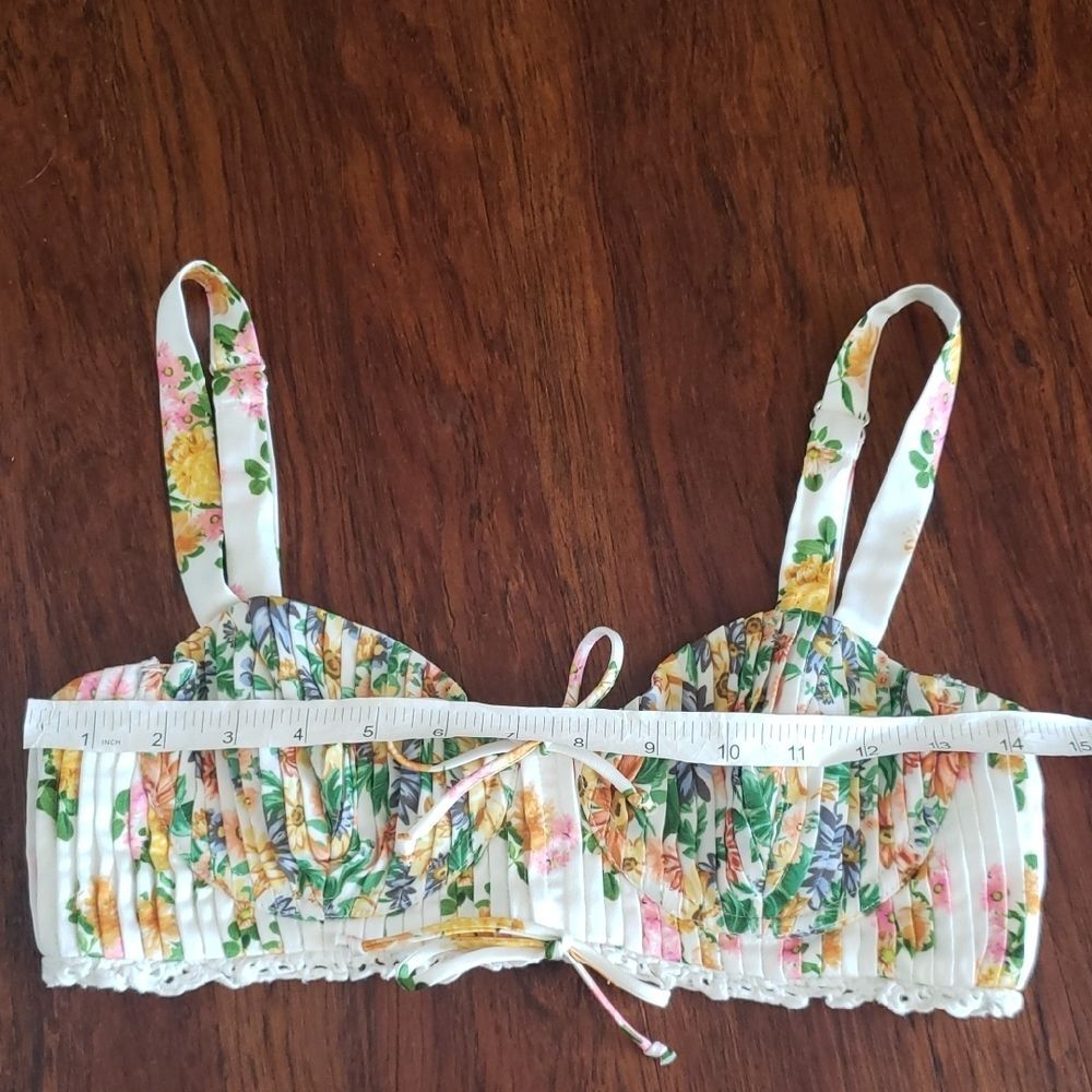 For Love & Lemons Floral Pleated Chic Feminine Fairy Cottagecore Crop Top Size M - Picture 6 of 7